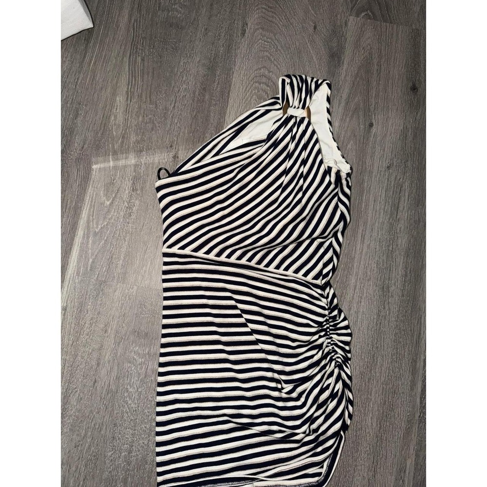 Vintage Cache One Shoulder Striped Tank Top Gold Hardware Accents XS Y2K